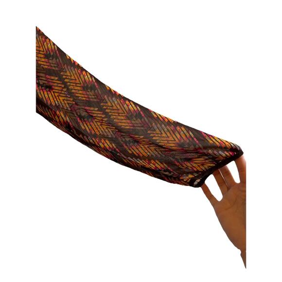 Blu Pepper By Anthropologie Blouse Women L Sheer Fairycore Boho Aztec Sheer 80s - Picture 4 of 15